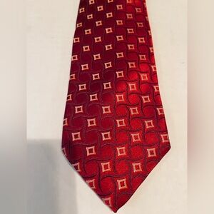 Zegna Red Geometric Silk Tie